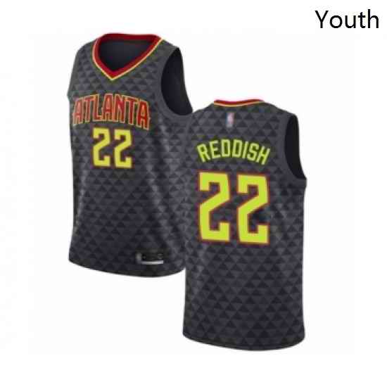 Youth Atlanta Hawks 22 Cam Reddish Swingman Black Basketball Jersey Icon Edition